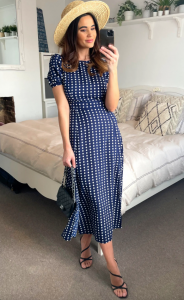 What to wear to a wedding - Short Sleeved Polka Dot Maxi Dress by Silk Fred