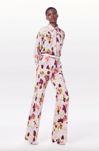 What to wear to a wedding - Classic Shirt & High Waisted Floral Flared Trouser by Victoria Beckham